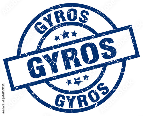 gyros blue round grunge stamp