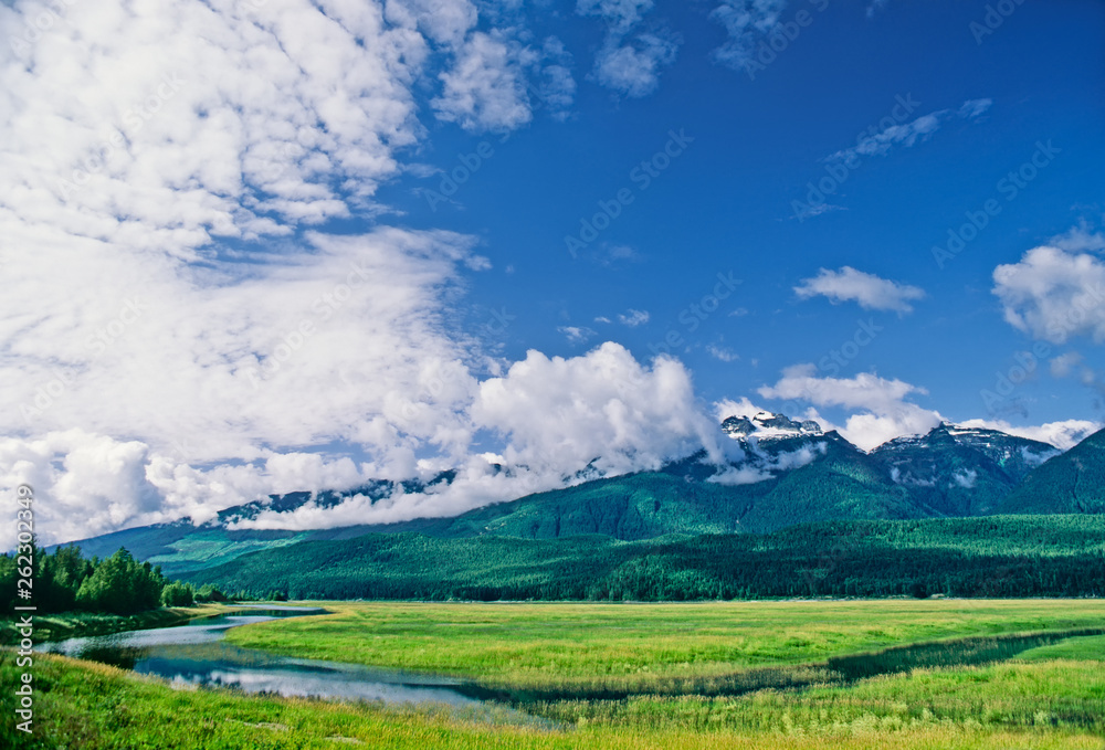 Columbia River and Mount Begbie on a summer morning, British Columbia, Canada Columbia River and Mount Begbie on a summer morning, British Columbia, Canada