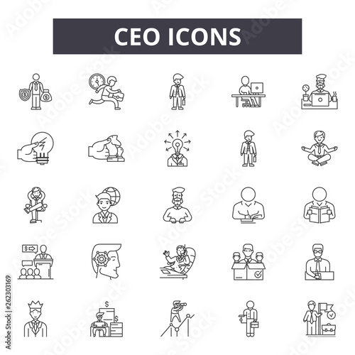 Ceo line icons, signs set, vector. Ceo outline concept illustration: ceo,business,people,manager,team,office,person,leader