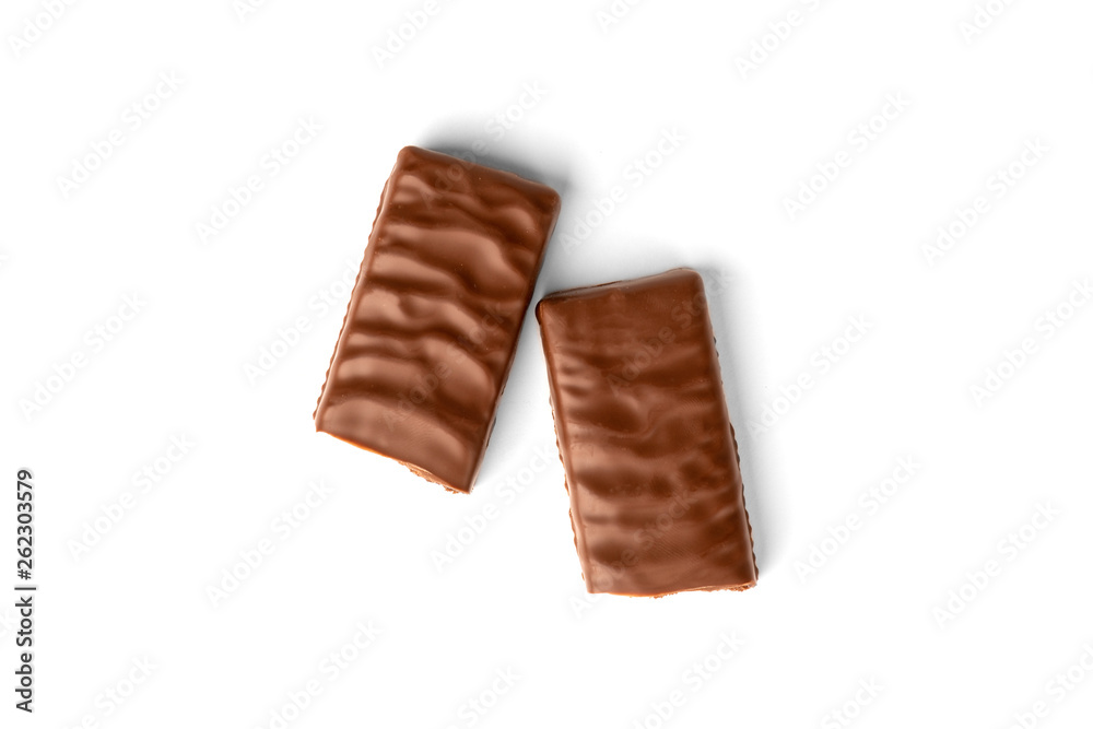 Chocolate bar with cherry jelly isolated on white background. Chocolate bar with cherry jelly isolated on white background.
