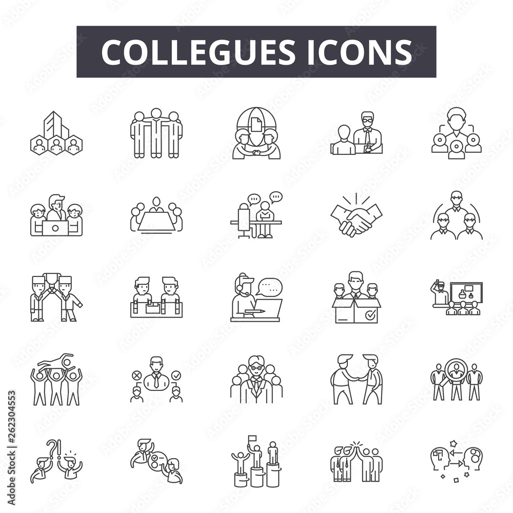 Collegues Line Icons Signs Set Vector Collegues Outline Concept collegues-line-icons-signs-set-vector-collegues-outline-concept