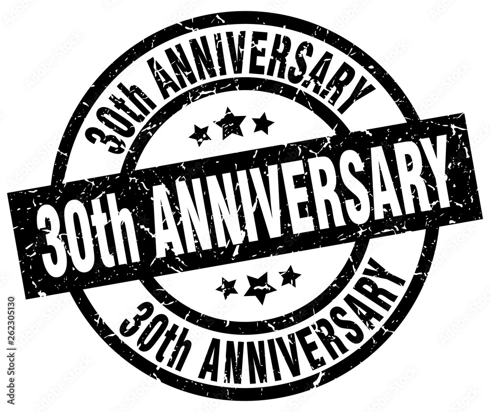 30th anniversary round grunge black stamp 30th anniversary round grunge black stamp