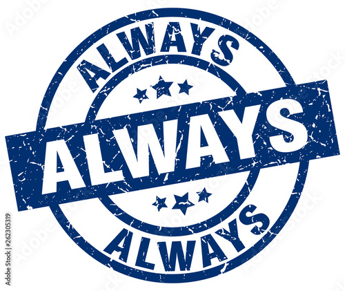 always blue round grunge stamp