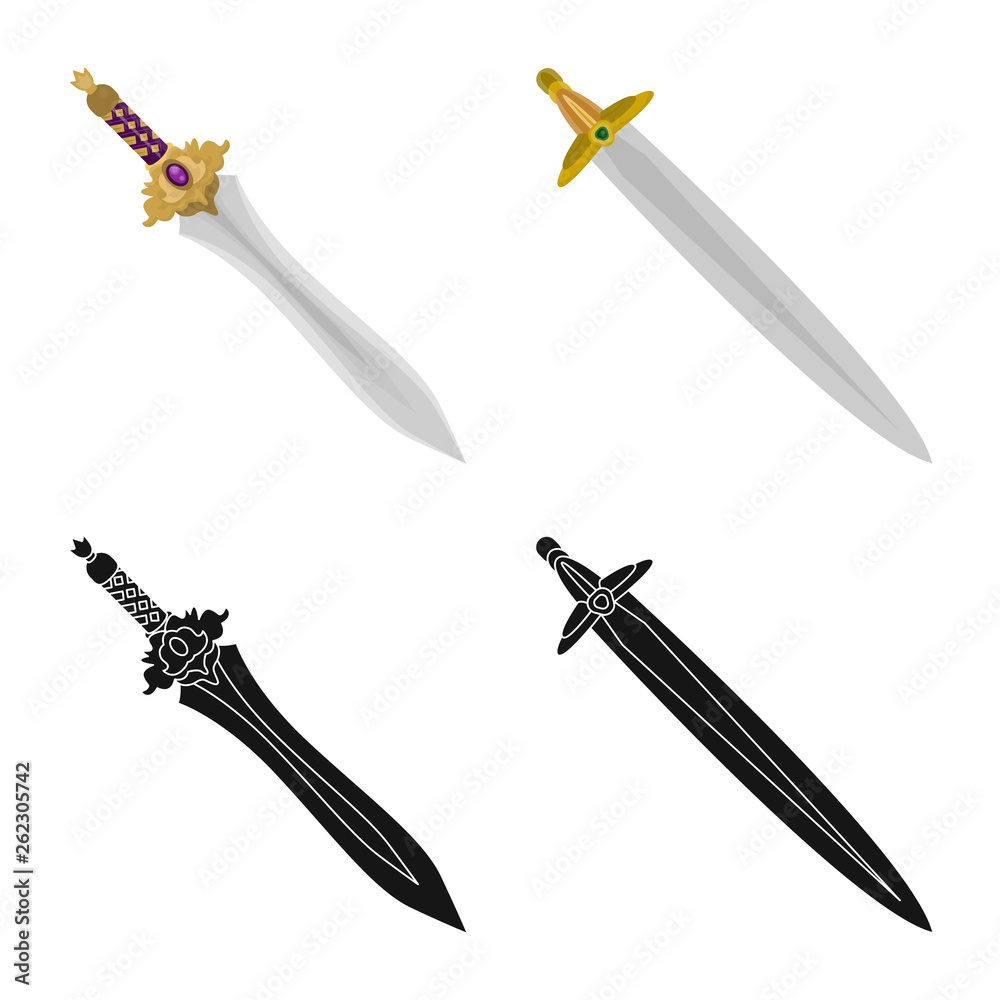 Isolated object of game and armor logo. Set of game and blade stock symbol for web. Isolated object of game and armor logo. Set of game and blade stock symbol for web.