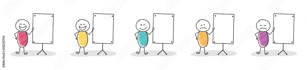 Collection of funny hand drawn stickman with empty whiteboard. Vector Collection of funny hand drawn stickman with empty whiteboard. Vector