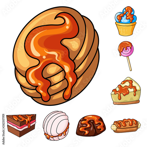 Vector design of dessert and sweet logo. Set of dessert and food stock symbol for web.