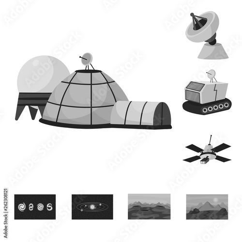 Vector illustration of universe and travels  sign. Collection of universe and cosmic  vector icon for stock.