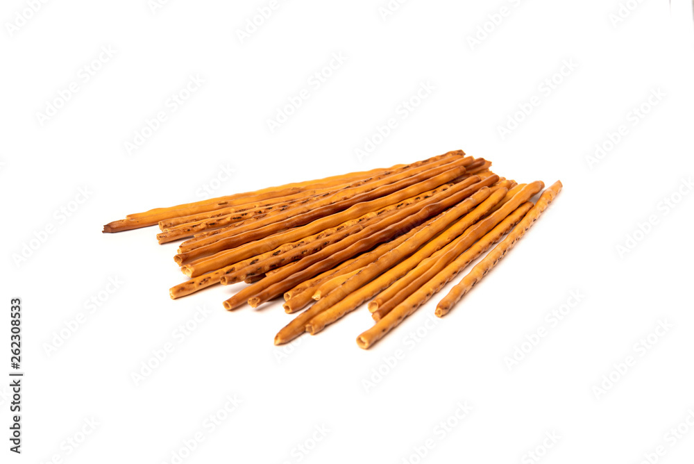 Cracker pretzel sticks isolated on white background. Cracker pretzel sticks isolated on white background.