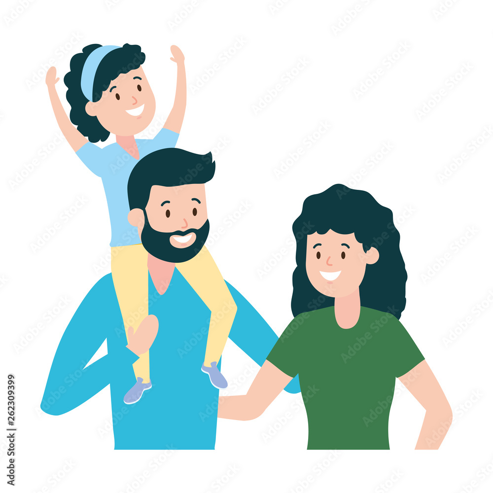 Fototapeta premium dad mom and daughter