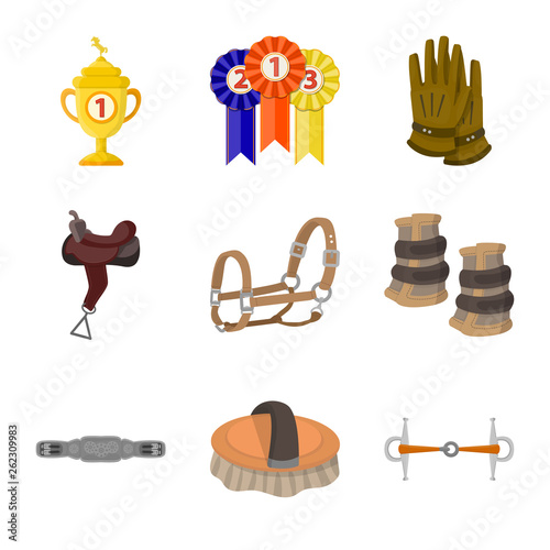 Vector illustration of horseback and equestrian icon. Set of horseback and horse  stock symbol for web.