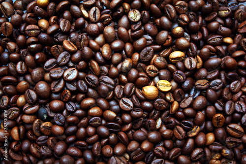 background of coffee beans. view from above.