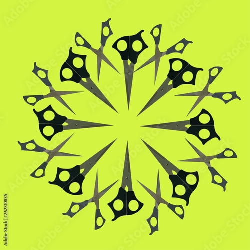 many scissors vector art isolated in green