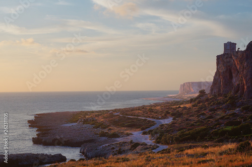 Beautiful, idyllic North Sicilian coastline at sunset