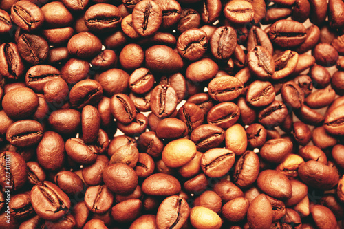 background of coffee beans. view from above.
