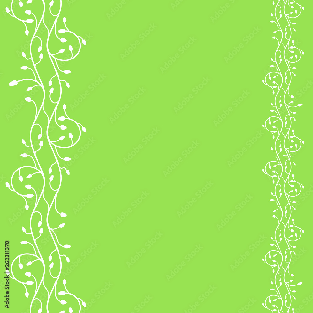 Vector abstract green background with two vertical plant branches of different size. Vector abstract green background with two vertical plant branches of different size.