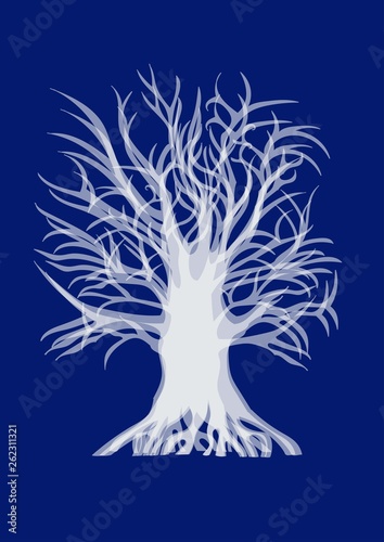 isolated blue tree silhouette