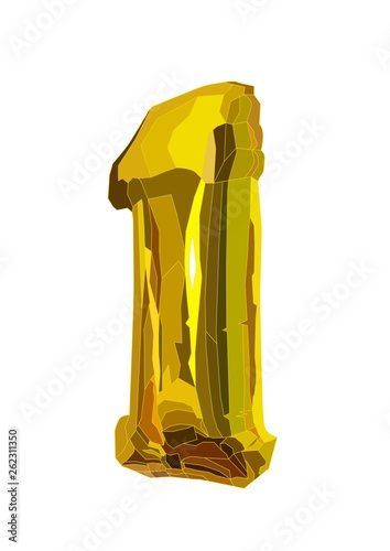 one golden ballon realistic vector art. Idea for first birthday