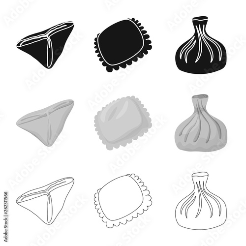 Vector design of products  and cooking sign. Collection of products  and appetizer stock vector illustration.