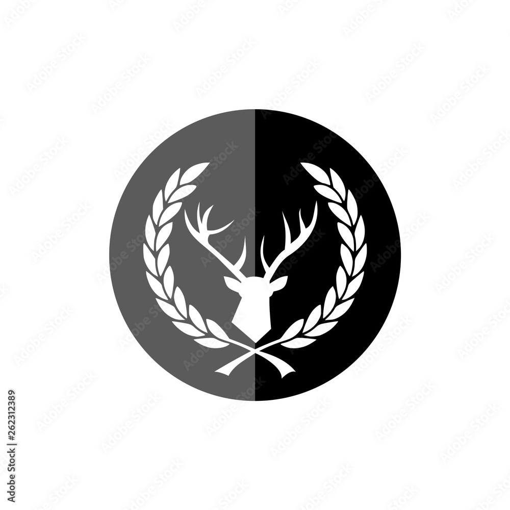 Silhouette of deer's head on a white background Silhouette of deer's head on a white background