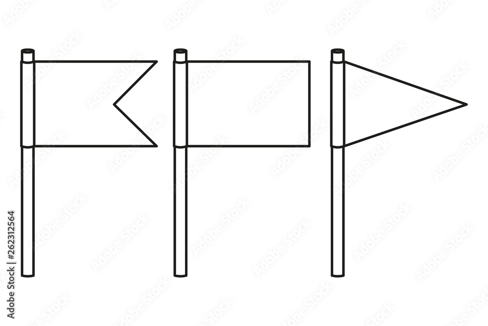 Line art black and white holidays flag set Line art black and white holidays flag set