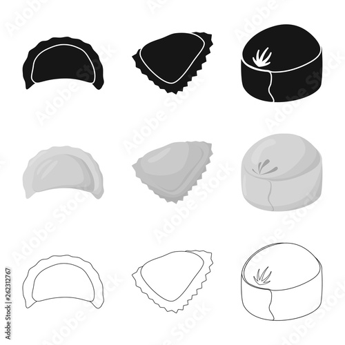 Vector illustration of products  and cooking icon. Collection of products  and appetizer vector icon for stock.