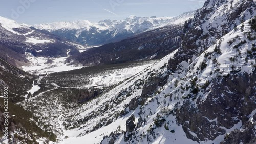 Aerial shot of Fuorn Pass or Ofen Pass in Switzerland photo