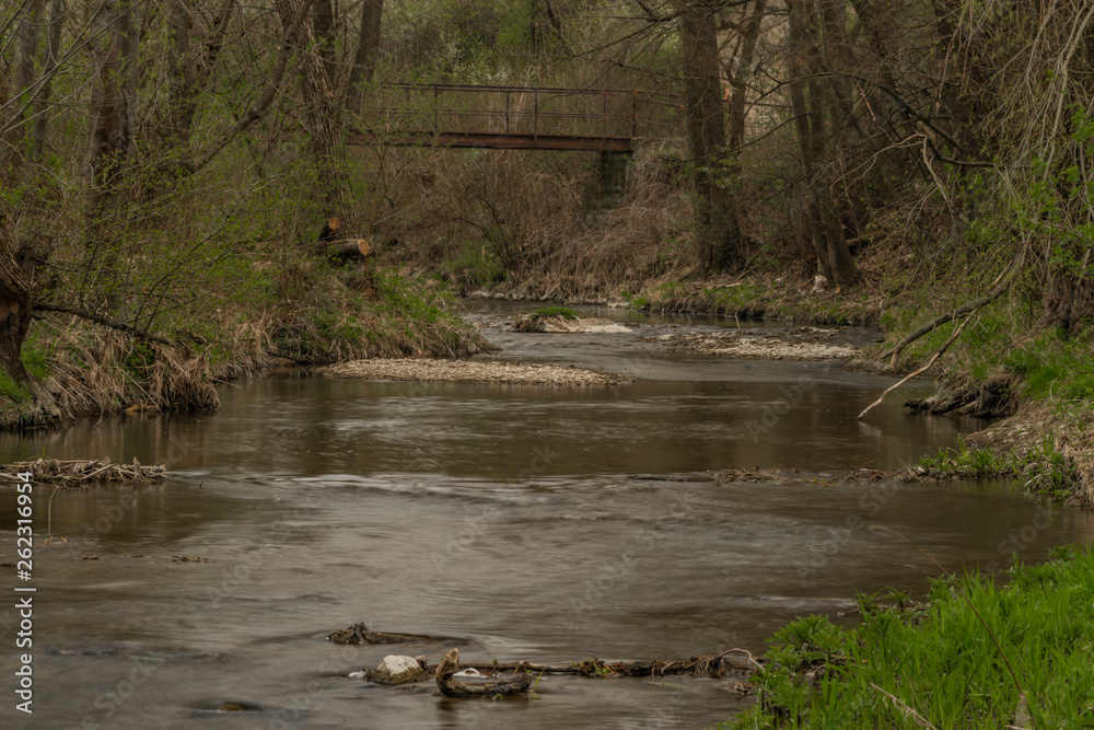 Velicka river in spring cloudy day near Louka village Velicka river in spring cloudy day near Louka village