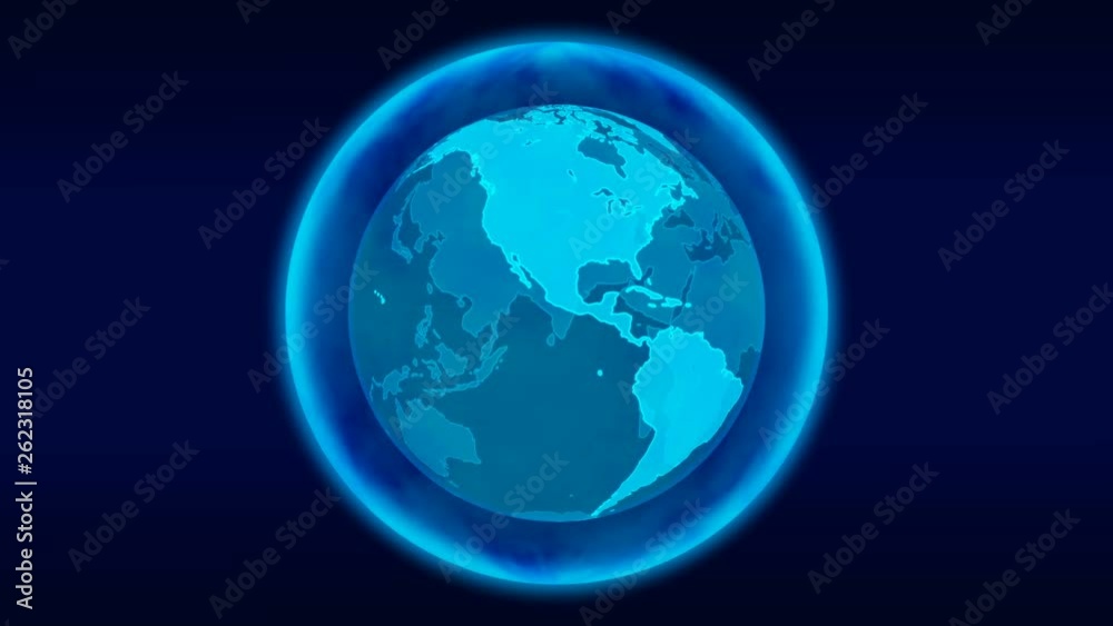 Digital blue planet Earth. Loopable 3D animation with rotating globe with shining continents. Abstract global business concept. Digital blue planet Earth. Loopable 3D animation with rotating globe with shining continents. Abstract global business concept.