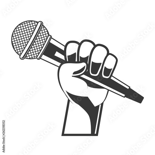 hand with microphone karaoke