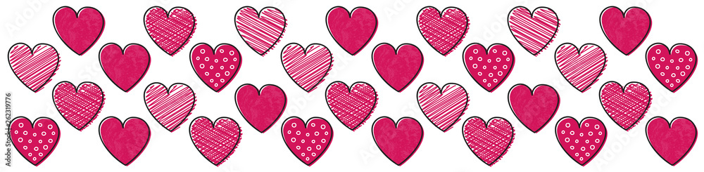 Panoramic header with cute hearts. Valentine's Day, Mother's Day and Women's Day. Vector