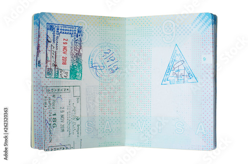 Used dutch passport, stamp page