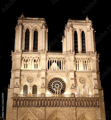 facade of Notre Dame Cathedral in Paris before the fire