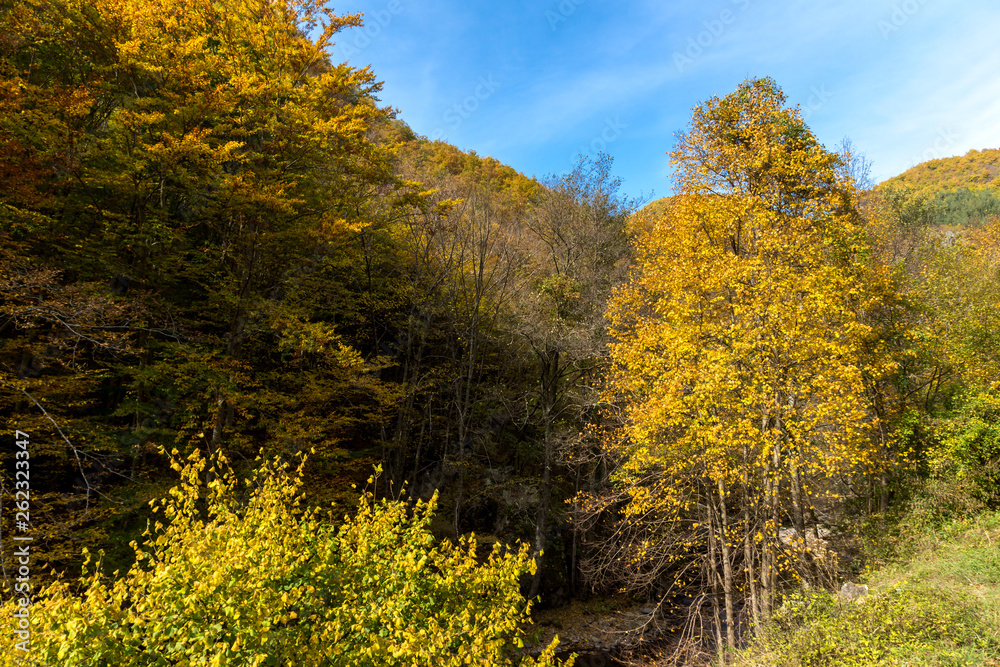 Autumn view of Ecotrail Struilitsa and Devin River gorge, Rhodope Mountains, Bulgaria