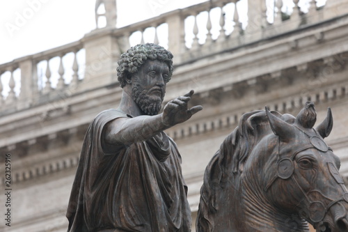 Photography Equestrian ancient Statue of Marcus Aurelius  in the Capitoline