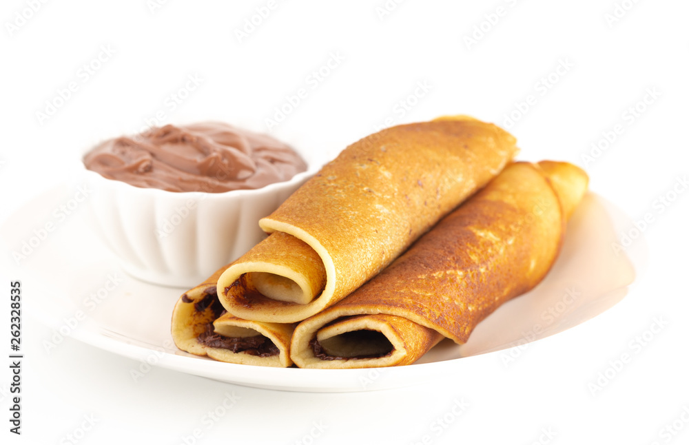 Classic French Crepes with Chocolate Hazelnut Spread Classic French Crepes with Chocolate Hazelnut Spread
