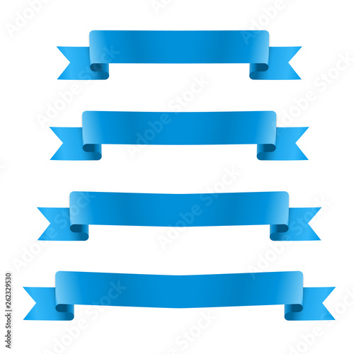 Free Download Blue realistic silk ribbon banners set. Vector illustration for design - GFXLoad