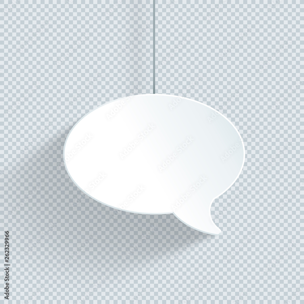 Speech Bubble Hanging On String Single 3d White Vector