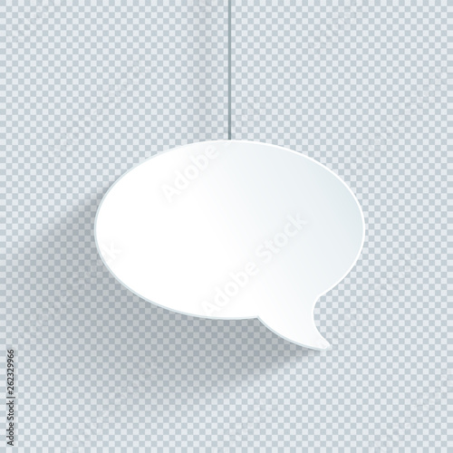 Speech Bubble Hanging On String Single 3d White Vector