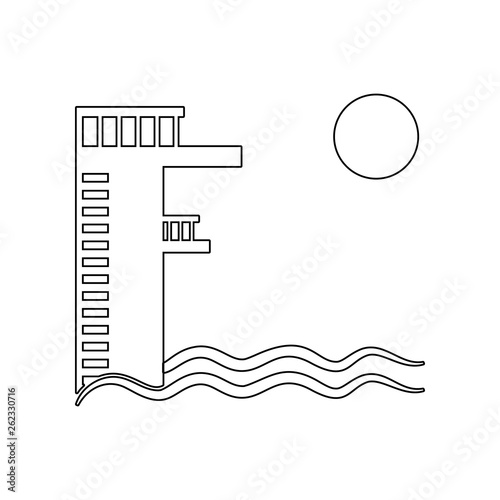 Board diving icon. Element of Beach for mobile concept and web apps icon. Outline, thin line icon for website design and development, app development