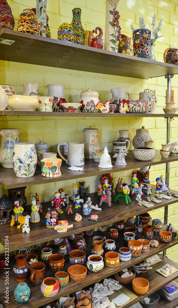 Museum of pottery and products made by masters in the pottery workshop