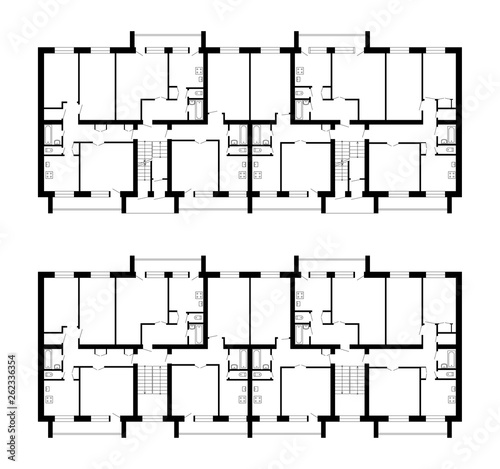 Apartment house floor plans. Unfurnished apartments for your design. Vector  floor plans blueprint. Modern architectural background.