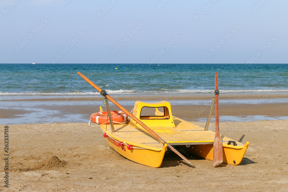 Lifeboat at the beach, Italy, Riccione Lifeboat at the beach, Italy, Riccione
