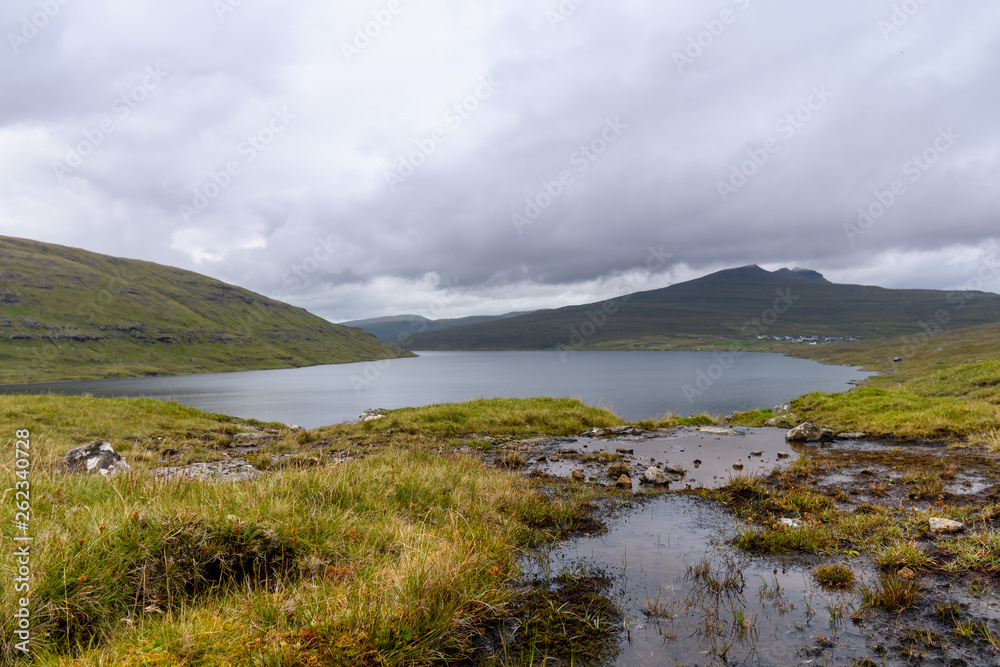 Storm is coming in lake Sorvagsvatn, Faroe Islands