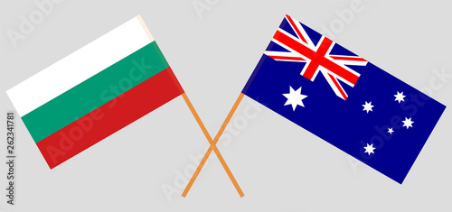 Australia and Bulgaria. The Australian and Bulgarian flags. Official colors. Correct proportion. Vector