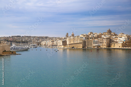 Valletta old town panoramic view, Mediterranean sea. Capital of Malta island. 