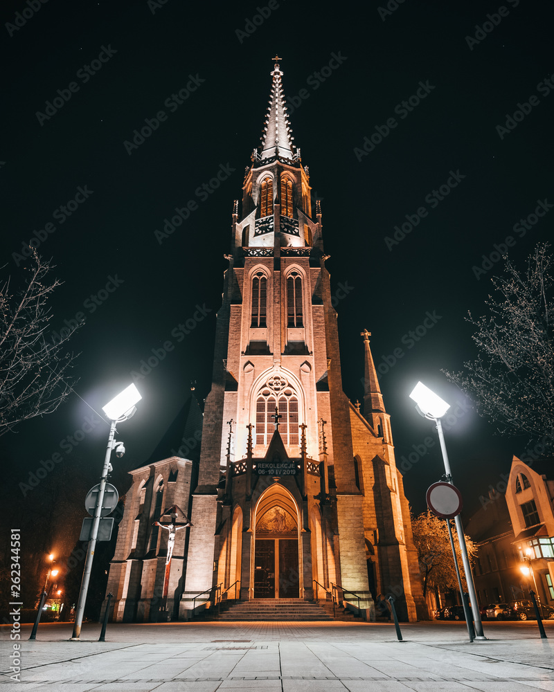 Katowice Mariacka Kościół - Noc