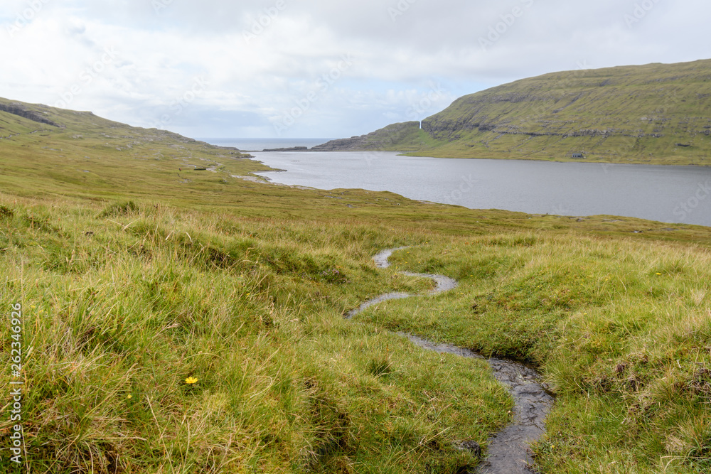 View of lake Sorvagsvatn, Faroe Islands