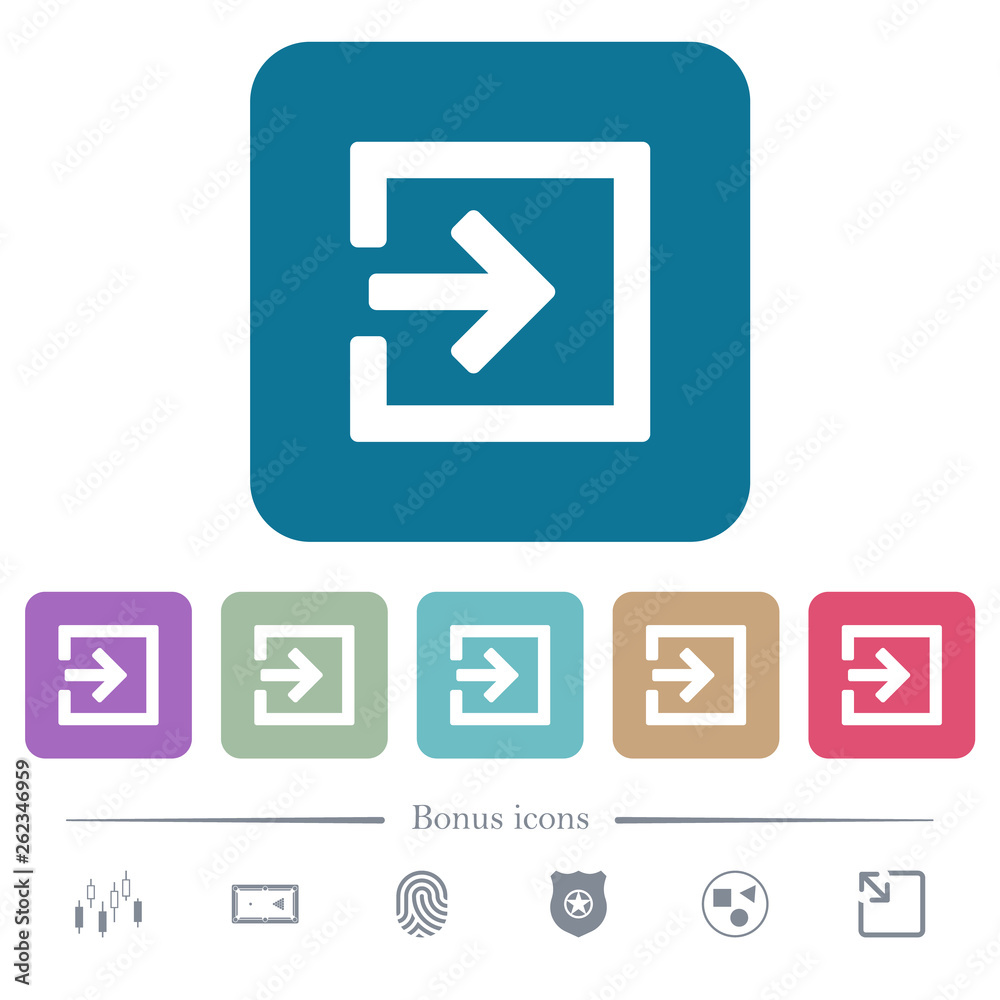 Import with inside arrow rounded square flat icons