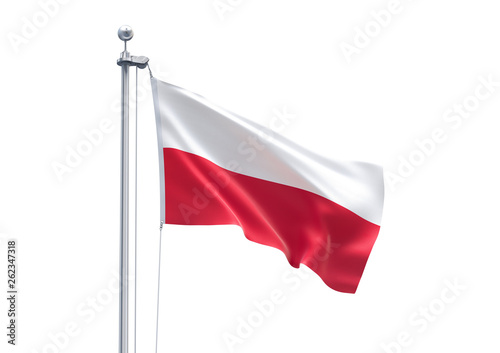 Fotomurale 3D Rendering of Poland Flag is Waving in the Sky - 3d illustration
