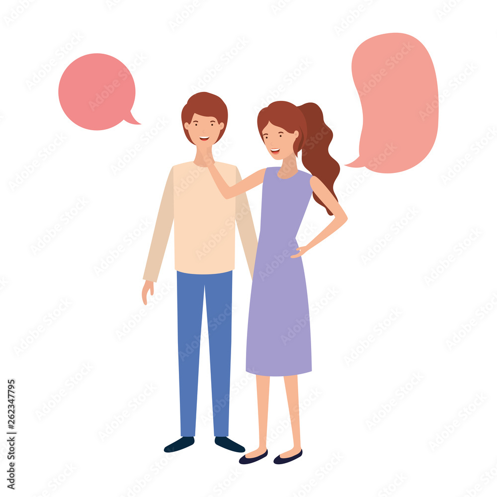 couple with speech bubble avatar character couple with speech bubble avatar character